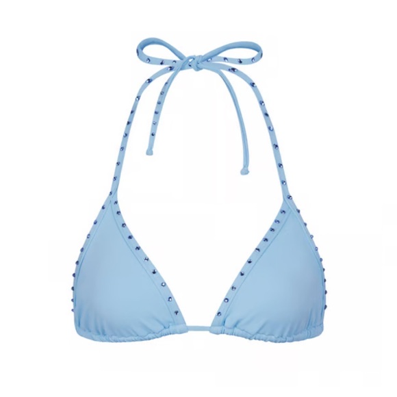 SKIMS RHINESTONE SWIM TRIANGLE BIKINI TOP | COLOR: IRIS BLUE - Picture 1 of 10